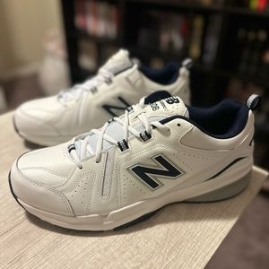 Size 16 wide - New Balance 608v5 White Navy men’s